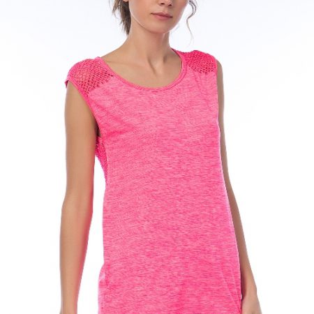 Jerf- Womens-Cape-Pink Melange-Seamless Active Top Mesh-4225