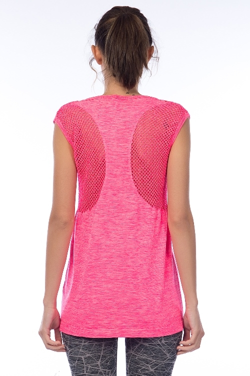 Jerf- Womens-Cape-Pink Melange-Seamless Active Top Mesh-4226