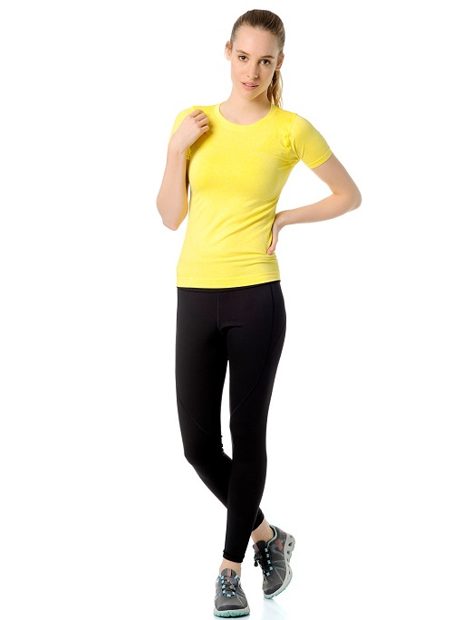 Jerf- Womens-Rodia-Yellow-Seamless Performance Tee Shirt-3886