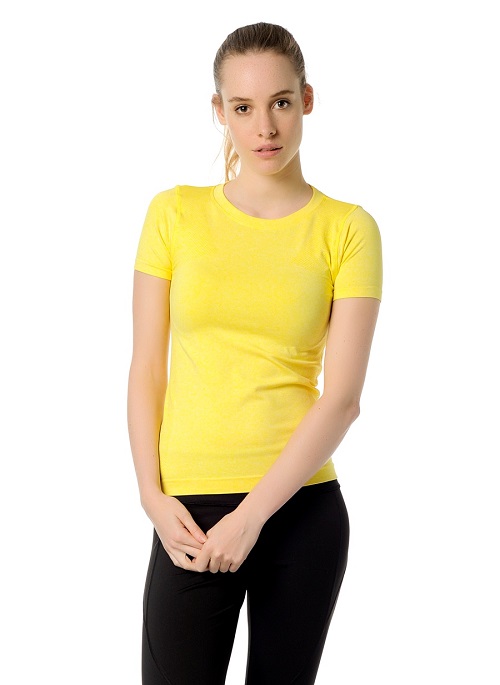 Jerf- Womens-Rodia-Yellow-Seamless Performance Tee Shirt-0