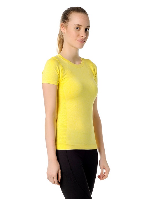 Jerf- Womens-Rodia-Yellow-Seamless Performance Tee Shirt-3885