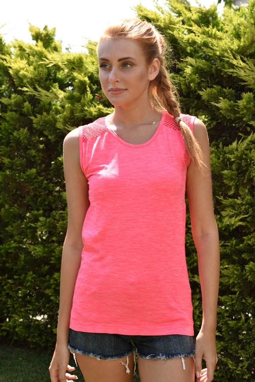 Jerf- Womens-Cape-Pink Melange-Seamless Active Top Mesh-0