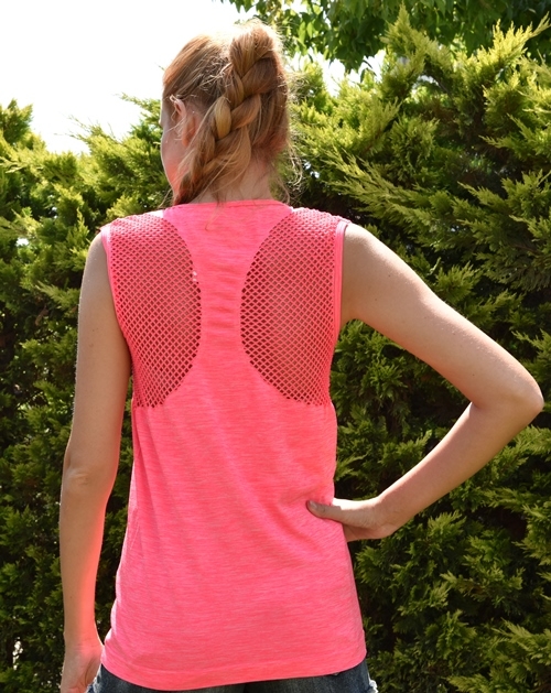 Jerf- Womens-Cape-Pink Melange-Seamless Active Top Mesh-4534