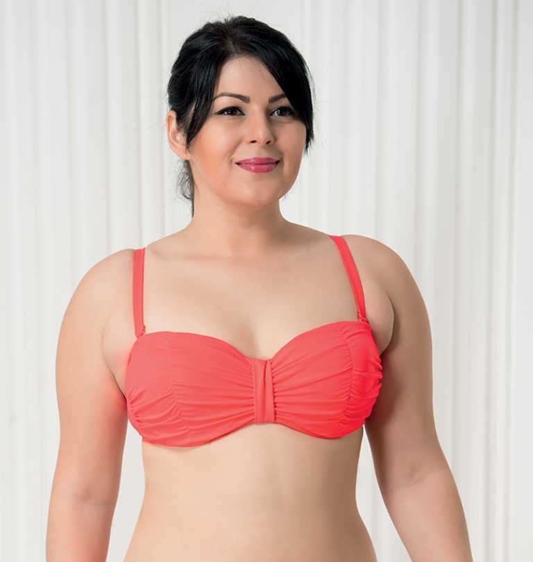Aqua Perla Womens Harmony Neon red Bikini Top Plus size – Helenemoda