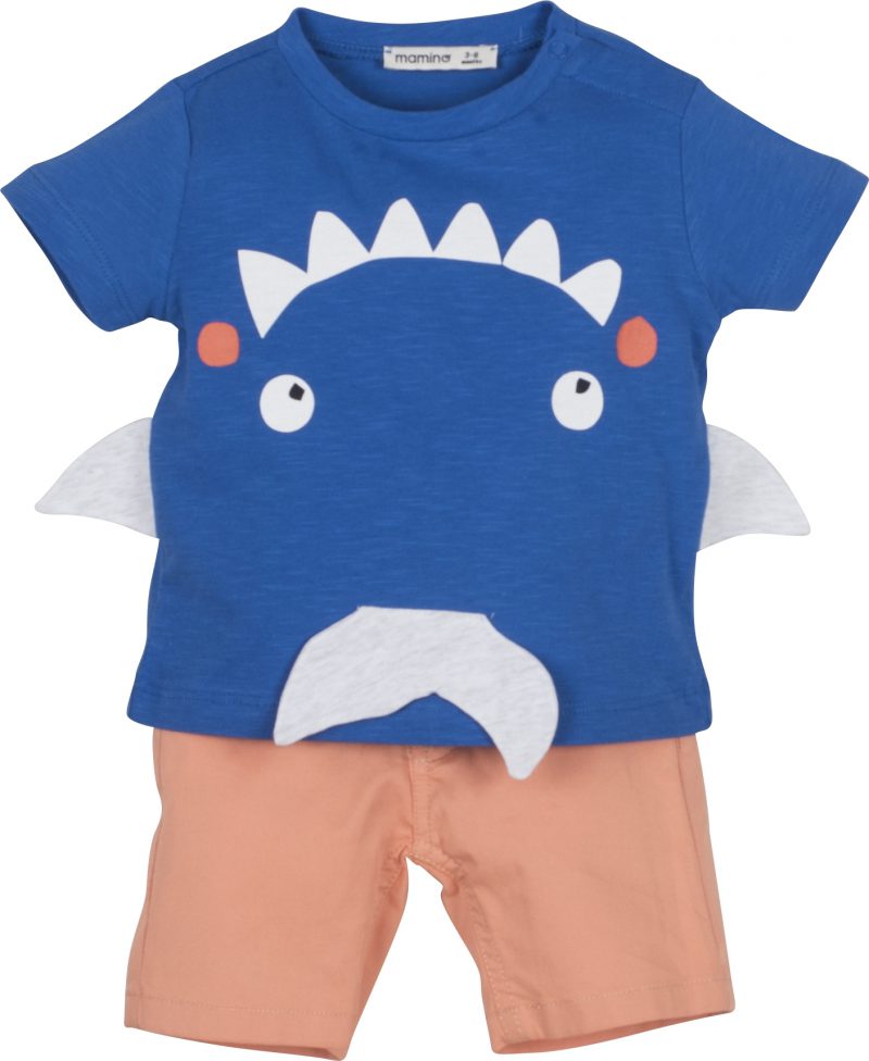 Mamino-Baby-Boy-Zoo- Blue Coral-Bermuda and T- Shirt Set-5051